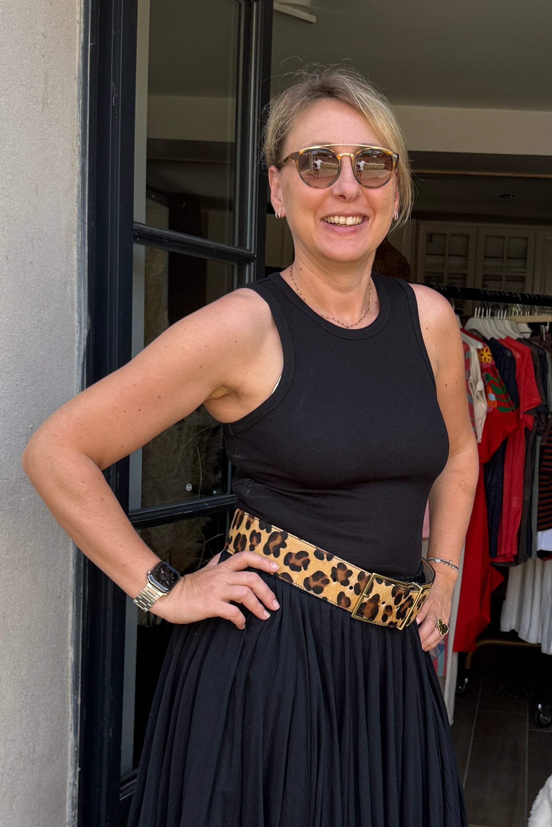 Débardeur noir col montant racerback coton ajusté femme – KIRAN Vic & Lalou
