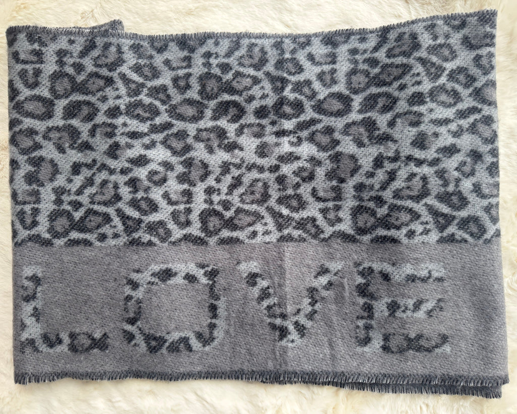 Echarpe grise et noire léopard douce et chaude spécialement pour l'hiver