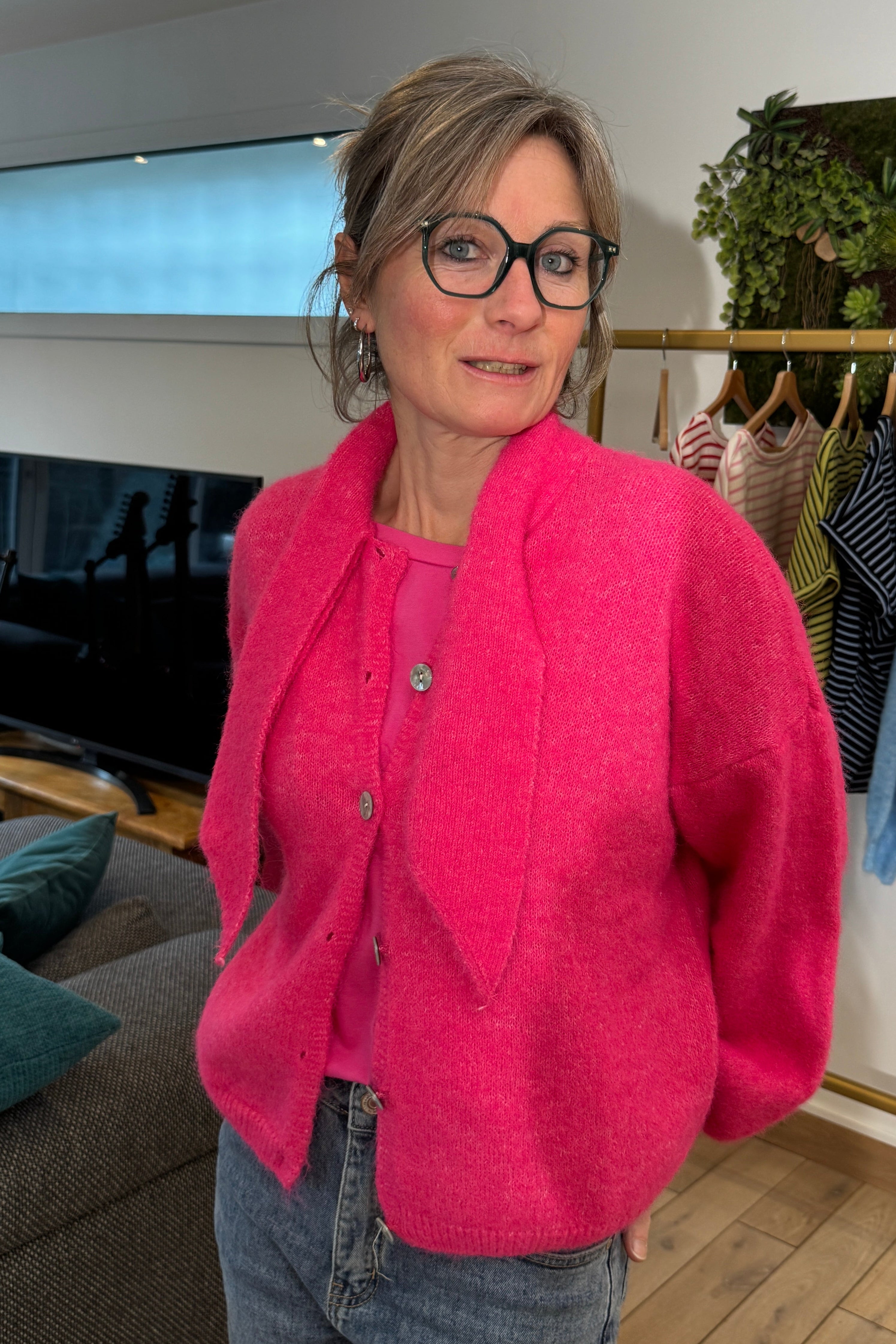 Gilet rose noué 