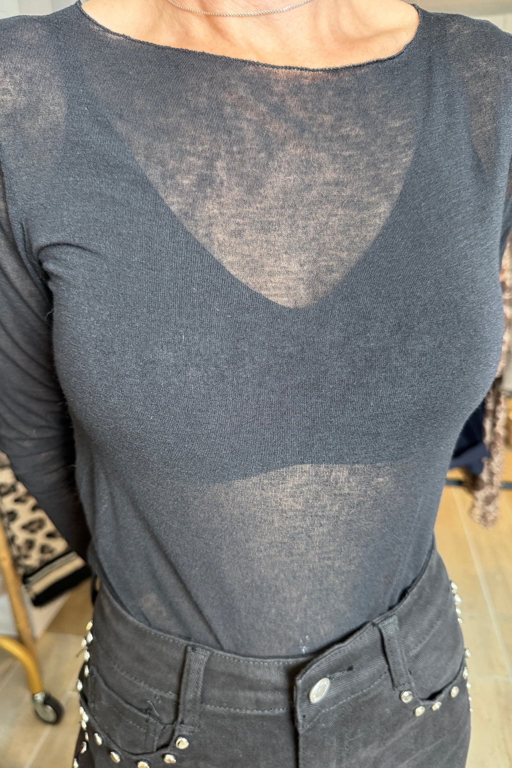 Tee Shirt noir cachemire chaud