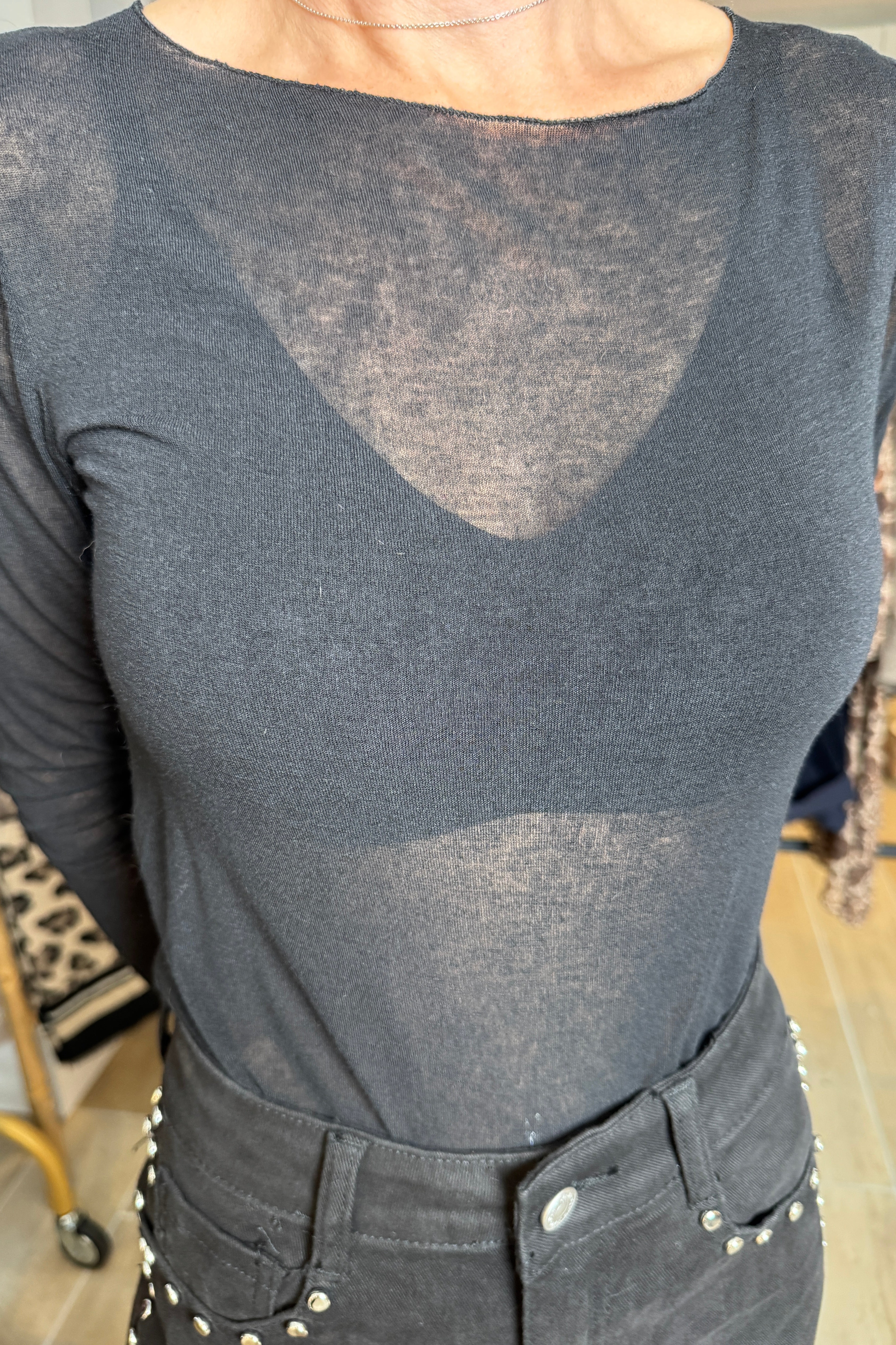 Tee Shirt noir cachemire chaud