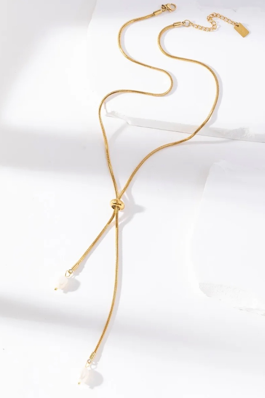 collier perle or acier inoxydable