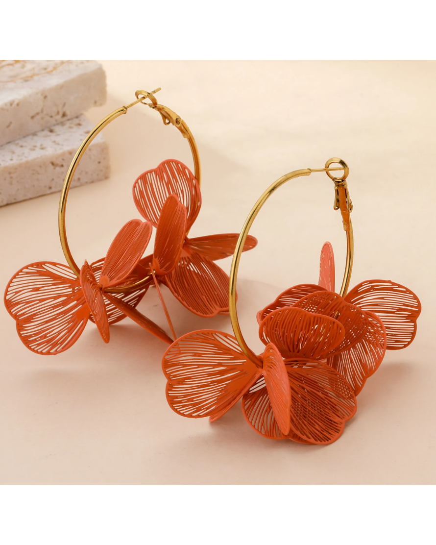 creole fleur  orange acier inoxydable doré 