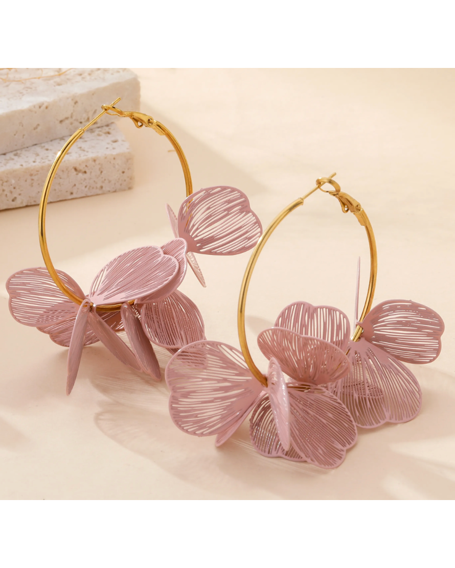 creole fleur rose acier inoxydable doré