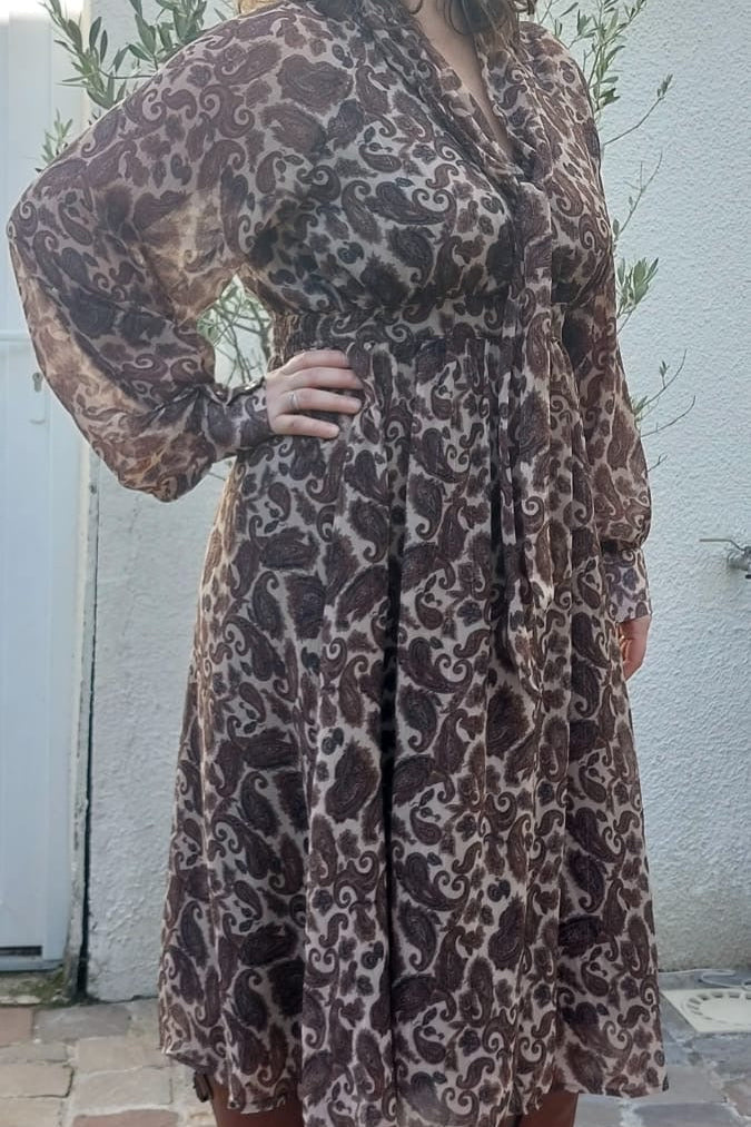 robe manches longues fête marron